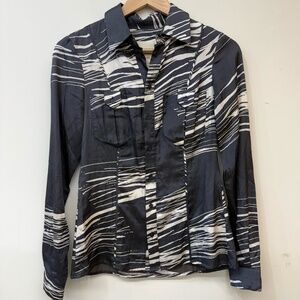 Diesel Gray and White Long Sleeve Button Down Shirt Size XS